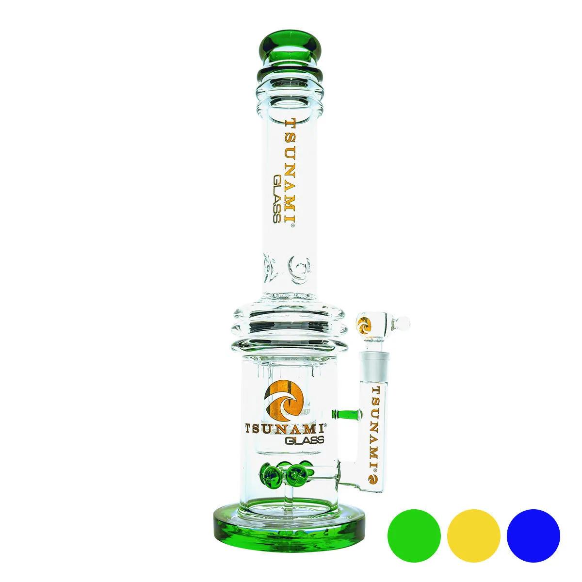 Bong Button con doble percolador Honeycomb 16'' (Tsunami Glass)