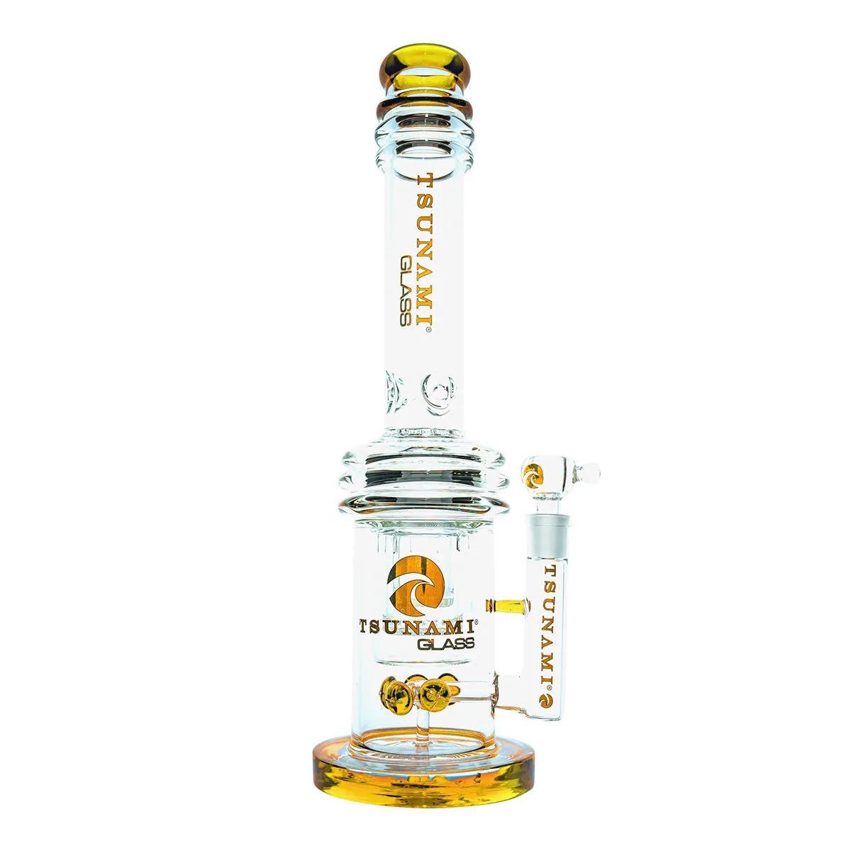 Bong Button con doble percolador Honeycomb 16'' (Tsunami Glass)