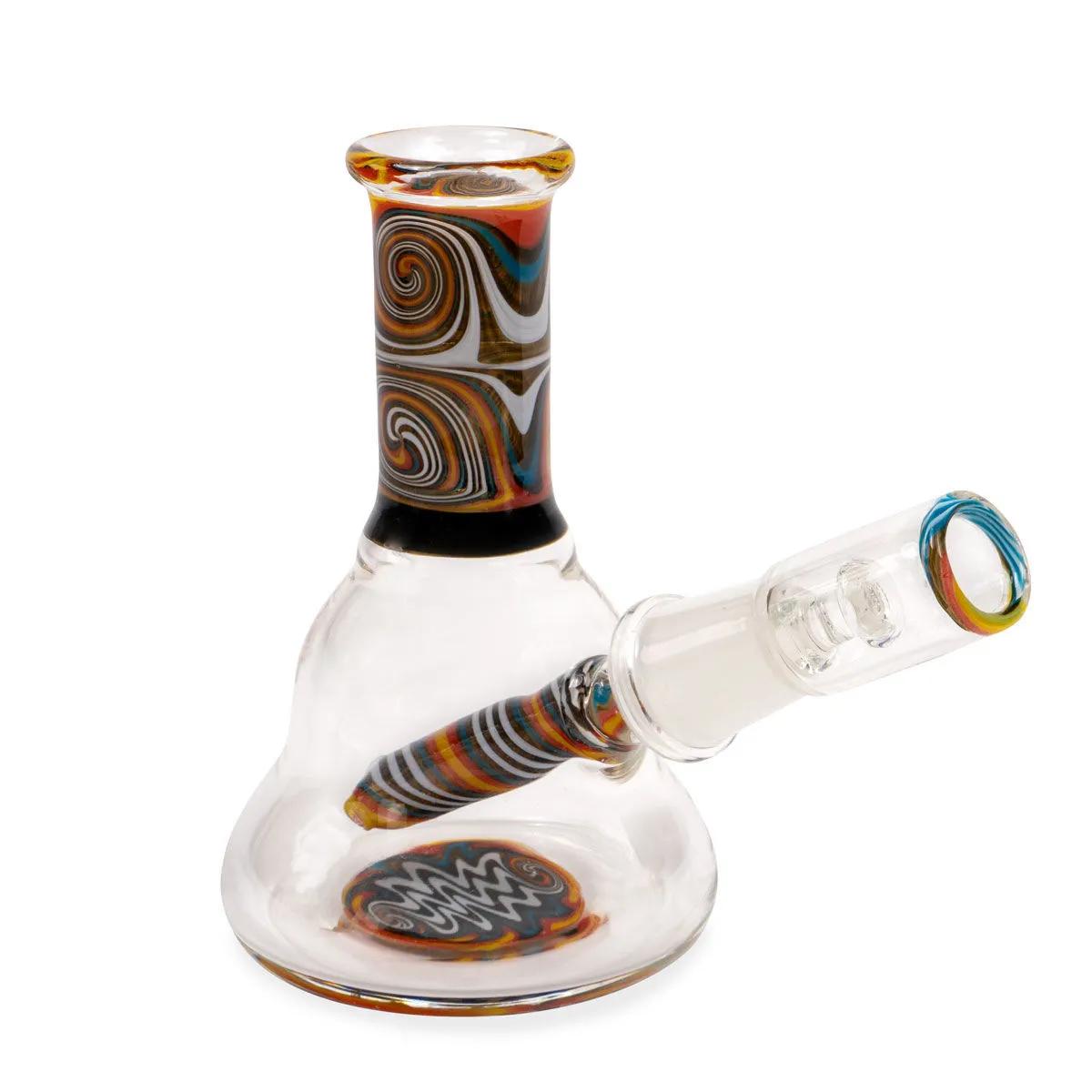 Mini Oil Bong Orange Swirl Black Leaf