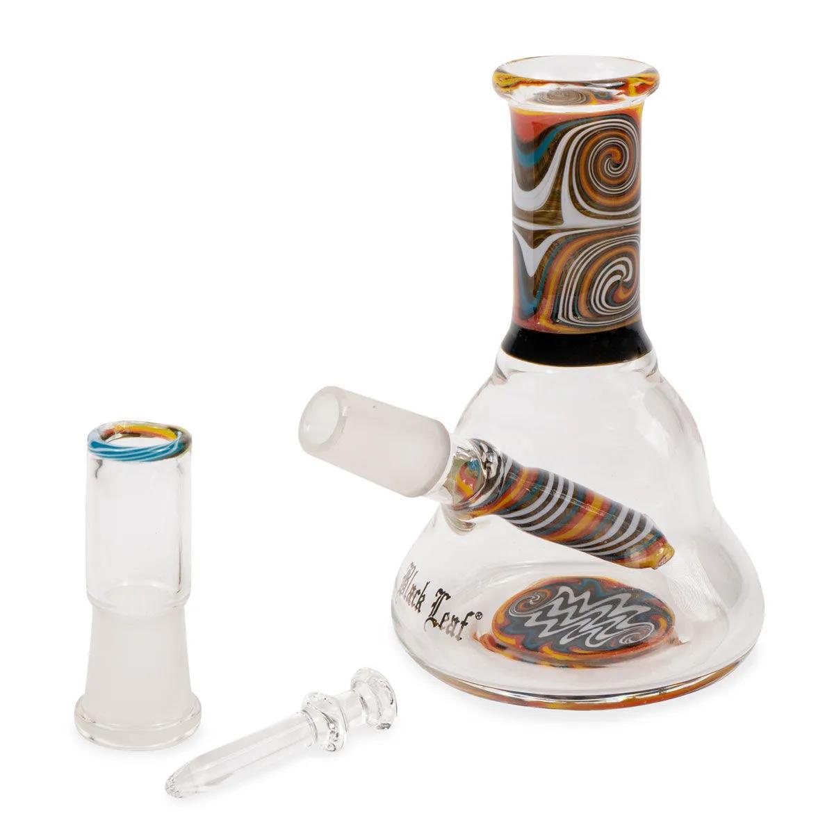 Mini Oil Bong Orange Swirl Black Leaf