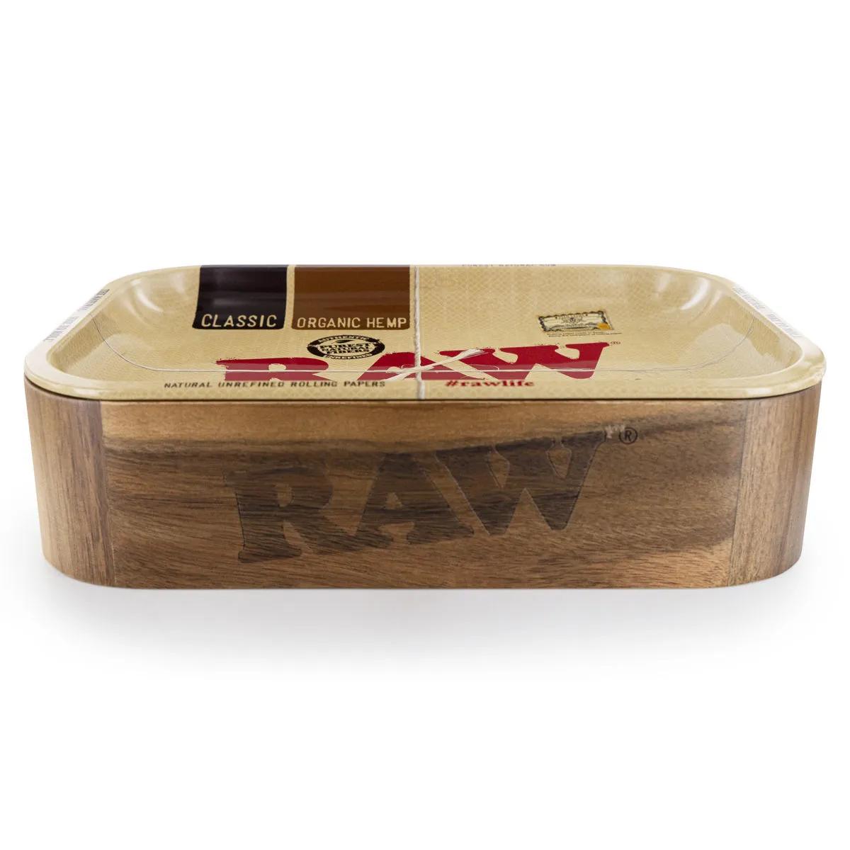 Caja de madera RAW con tapa bandeja