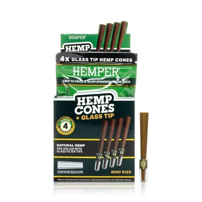 Hemper Conos de Cáñamo 1¼ + Boquilla de Cristal 4 uds